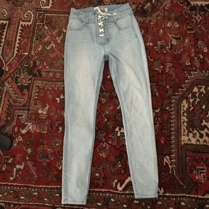 Free People Lace Up Skinny Jeans